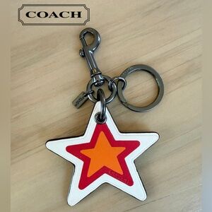 COACH Leather Star Bag Charm / Keychain - Orange, Red & White